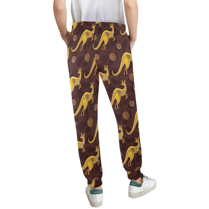 Kangaroos Aboriginal Pattern Print Design 08 Women's Casual Track Pants