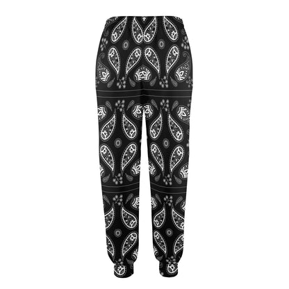 Bandana Paisley Black Print Design LKS308 Women's Casual Track Pants