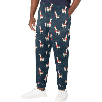 Llama with Polka Dot Themed Print Men's Casual Track Pants