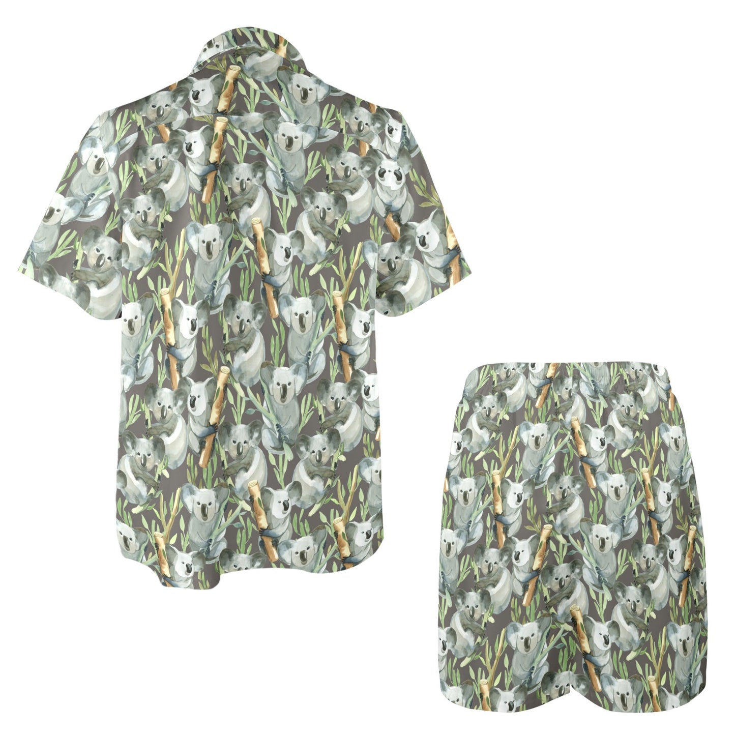 Koala Pattern Design Print Men's Beach Shirt and Shorts Set