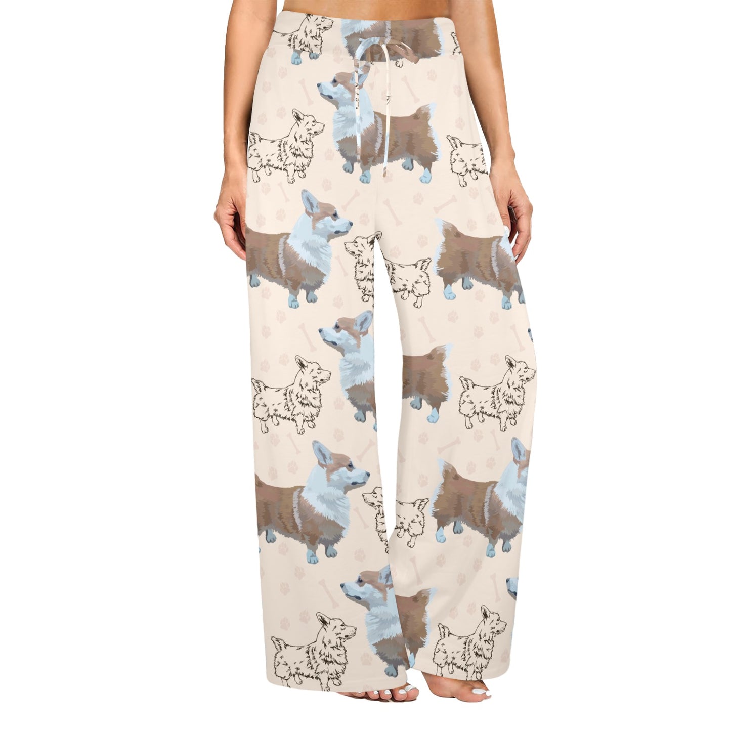 Pembroke Welsh Corgis Pattern Print Design A03 Women's Wide Leg Lounge Pants
