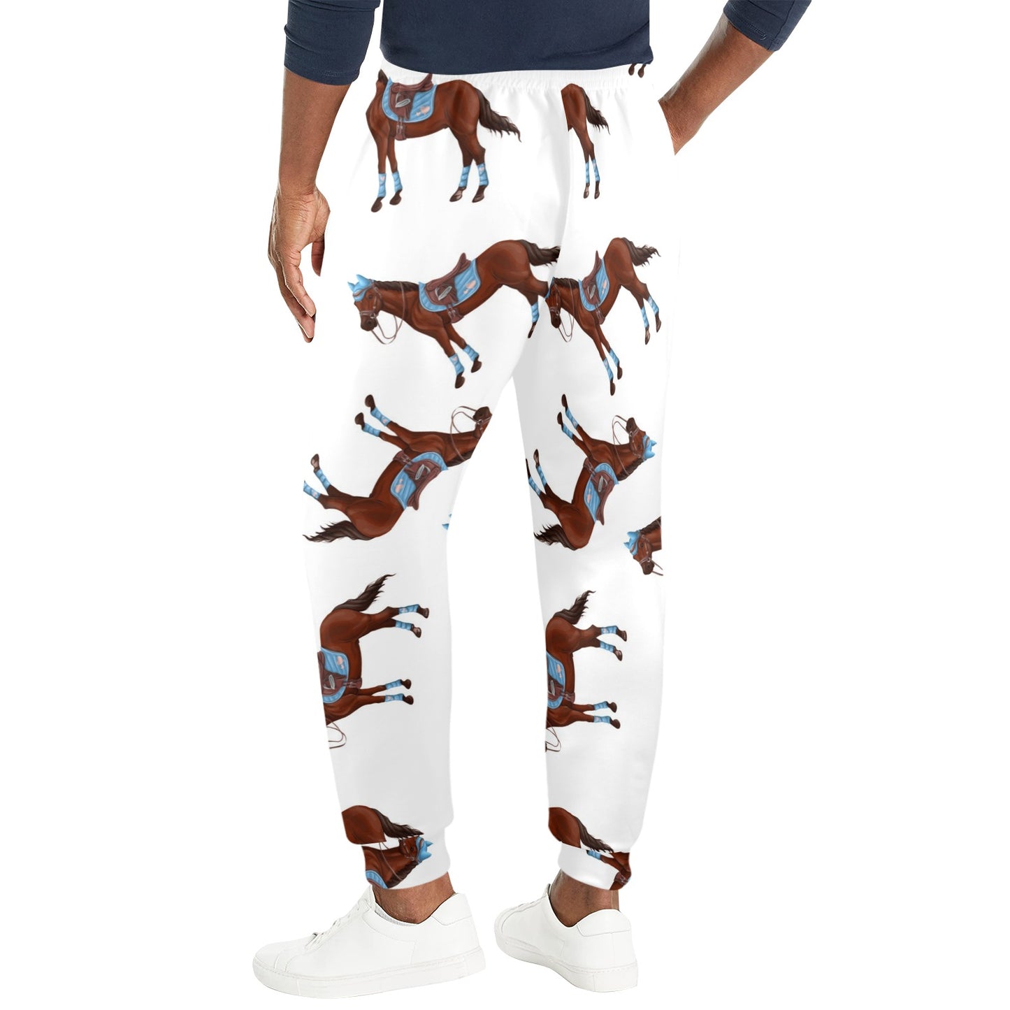 Brown Horse Pattern Shower Curtain Men's Casual Track Pants
