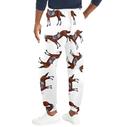 Brown Horse Pattern Shower Curtain Men's Casual Track Pants