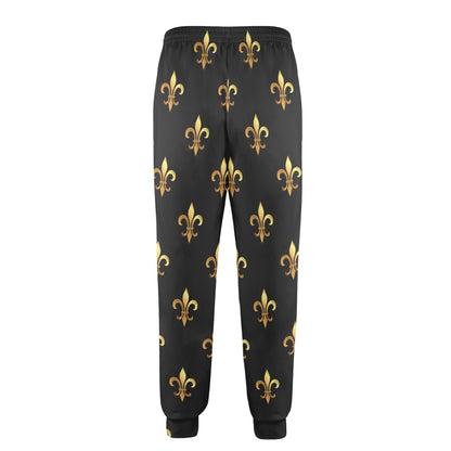 Fleur De Lis Gold Pattern Print Design 03 Men's Casual Track Pants