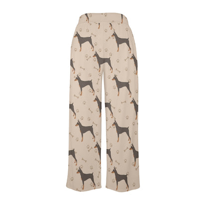 Doberman Pinschers Design Print Pattern JJ0112 Women's Wide Leg Lounge Pants
