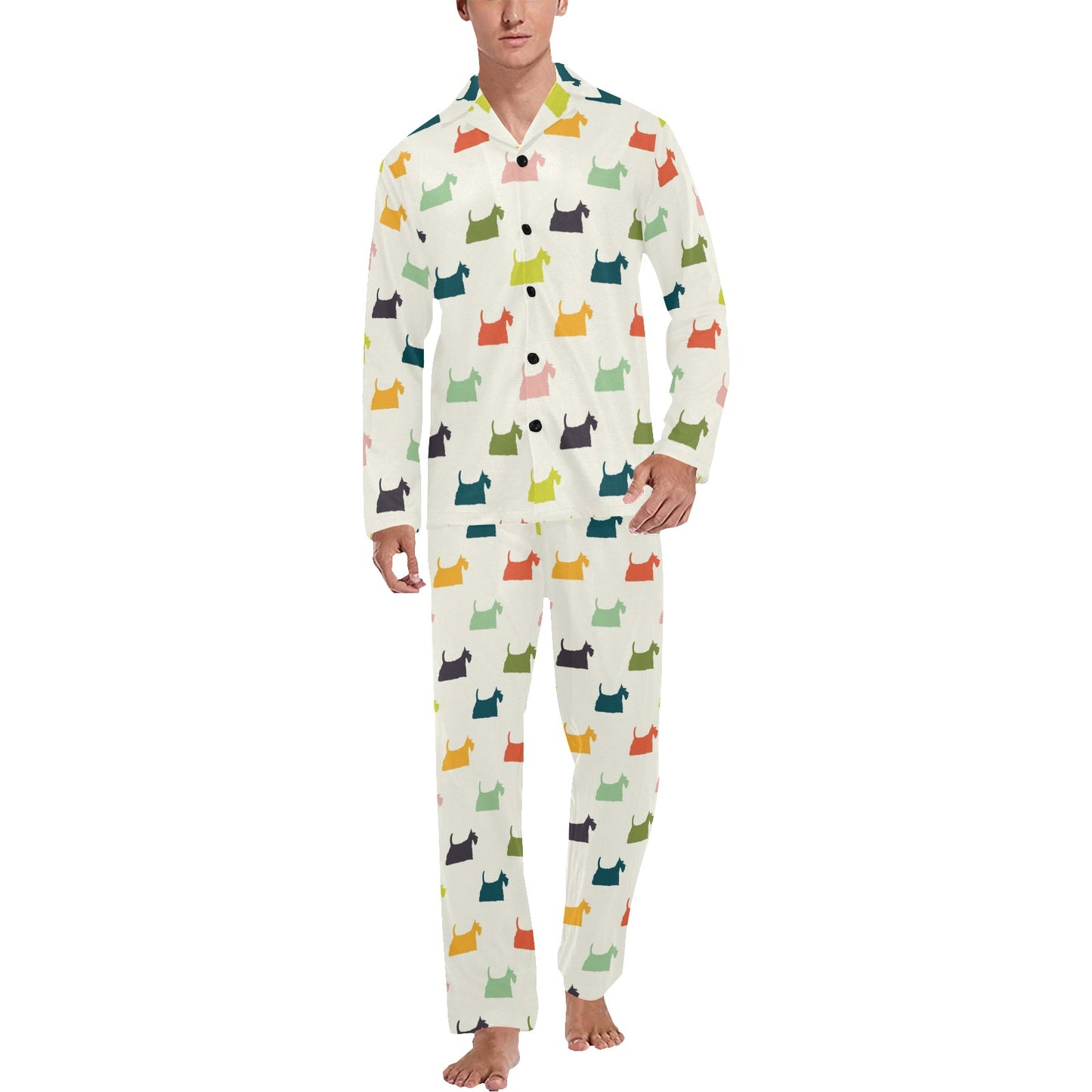 Scottish Terriers Print Design LKS305 Men's Long Pajama Set