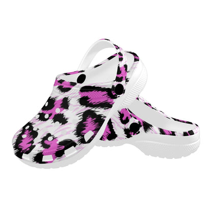 Leopard Pink Skin Print Unisex Clogs Shoes