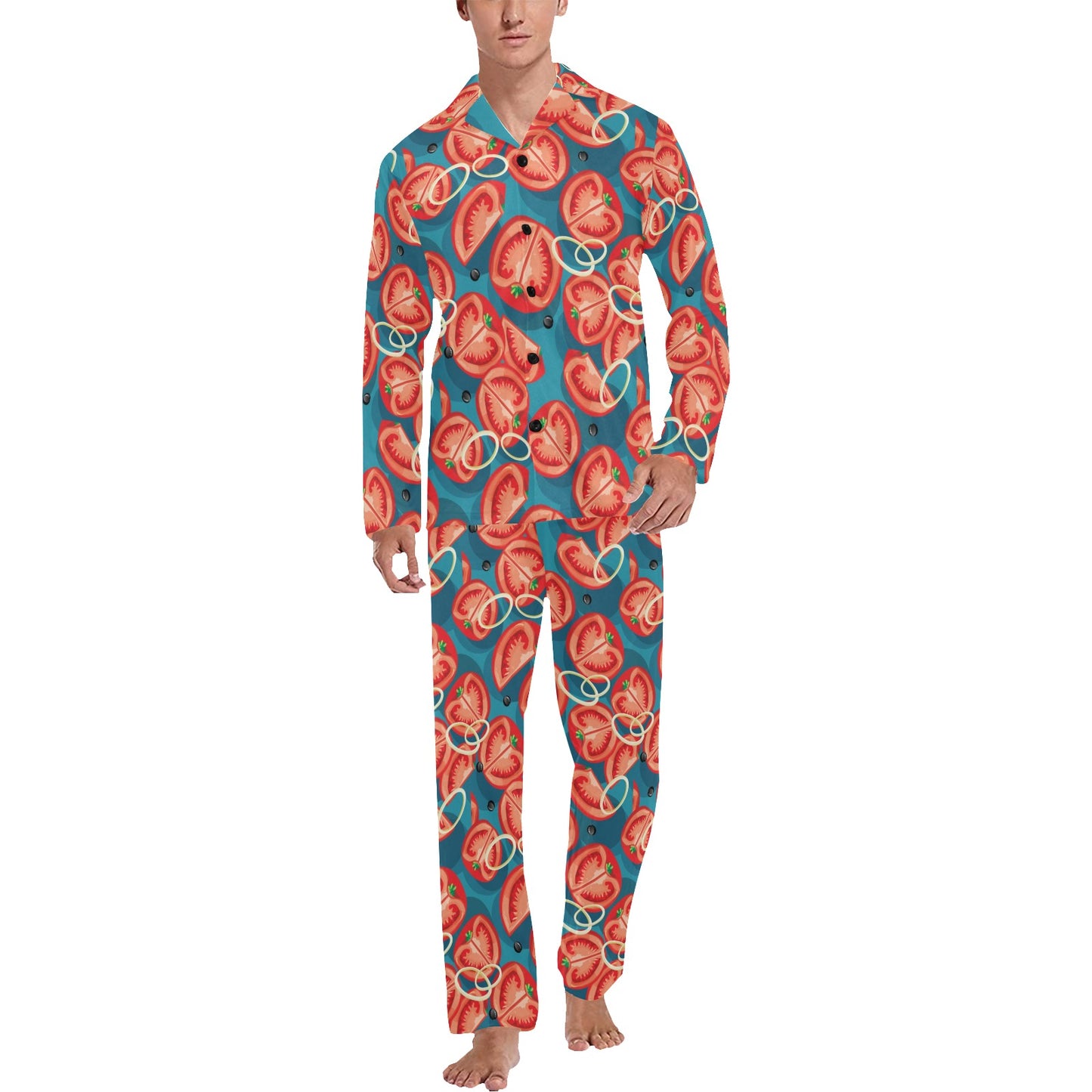 Tomato Print Design LKS301 Men's Long Pajama Set