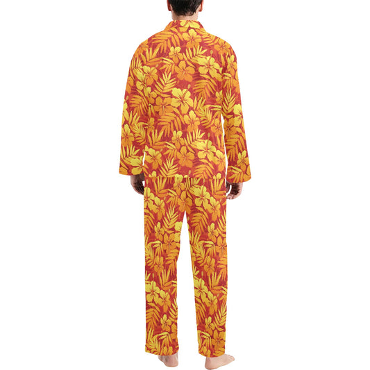 Hibiscus Summer Print Design LKS302 Men's Long Pajama Set