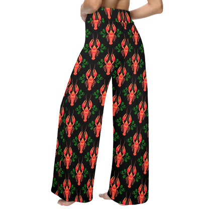 Lobster Print Design LKS403 Women's Wide Leg Lounge Pants