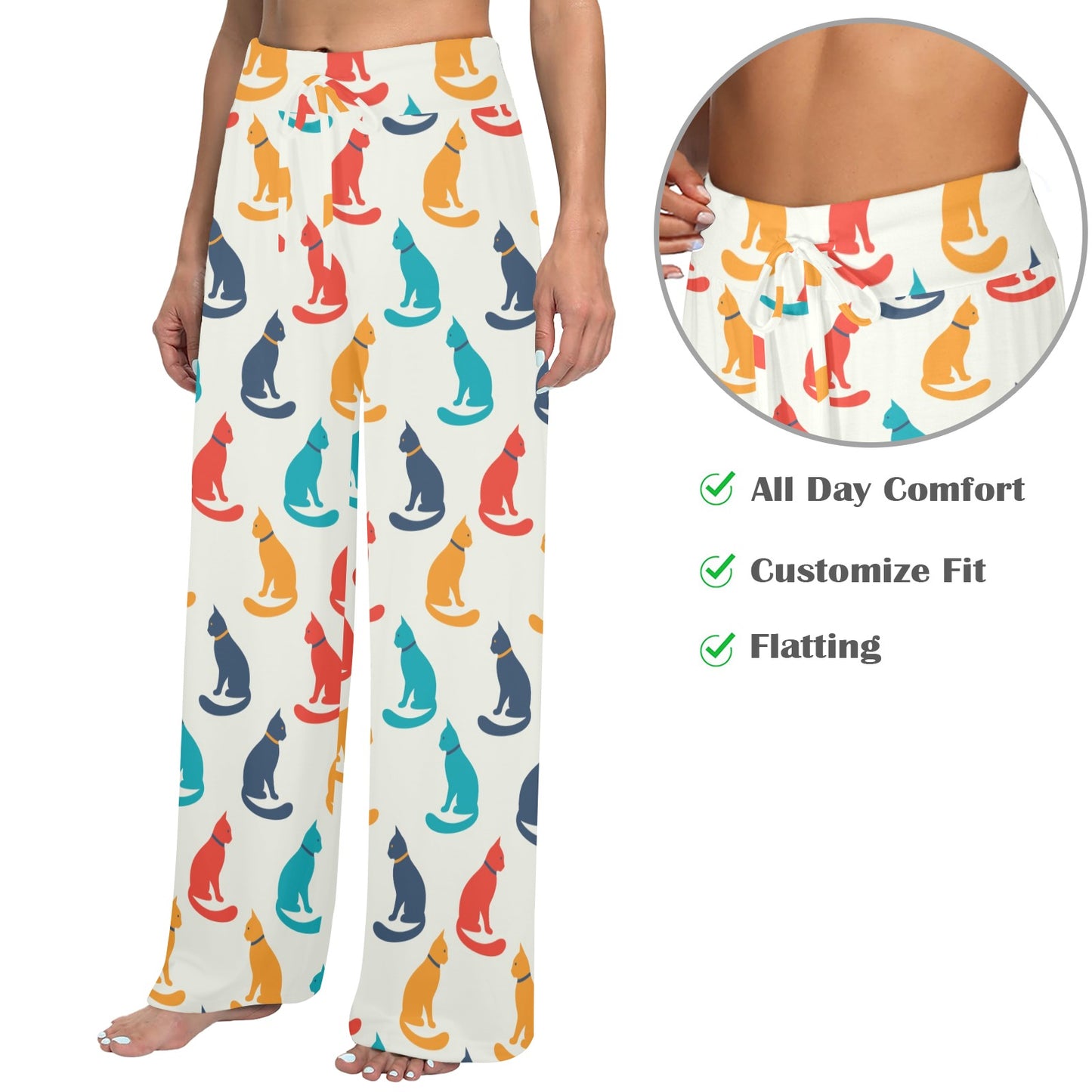 Cat Pattern Print Design 03 Women's Wide Leg Lounge Pants