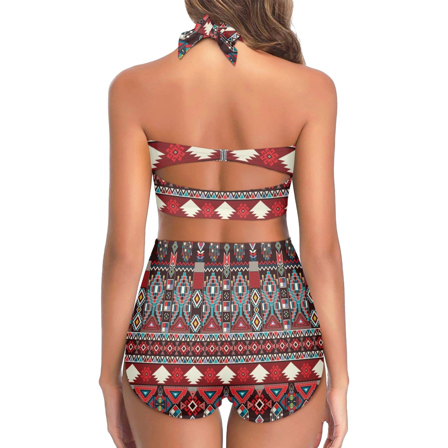 Tribal Aztec Indians native american Halter Neck Bikini Swimsuit