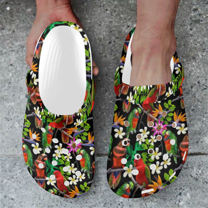 Parrot Design Print Unisex Clogs Shoes