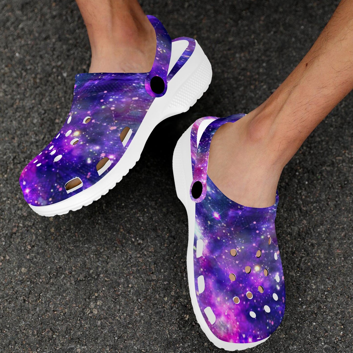Galaxy Night Stardust Space Print Unisex Clogs Shoes