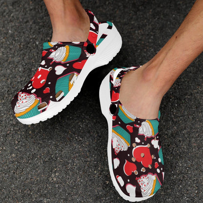 Cupcakes Heart Print Pattern Unisex Clogs Shoes