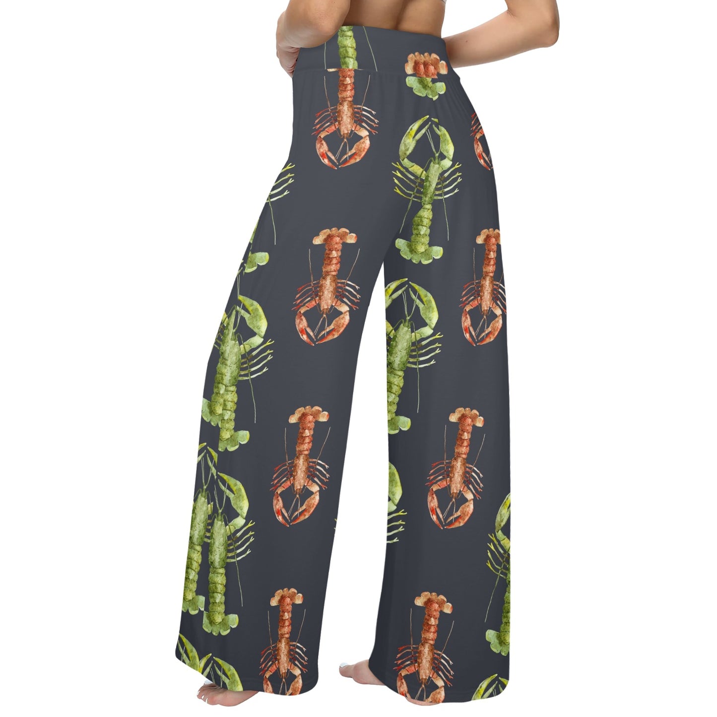 Lobster Pattern Print Design 01 Women's Wide Leg Lounge Pants