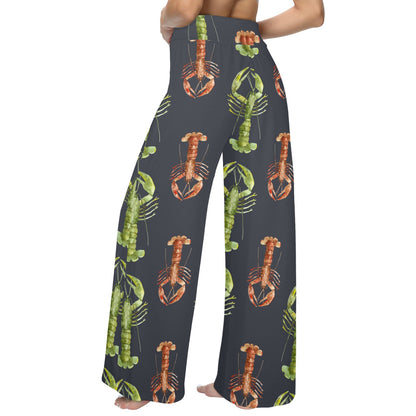 Lobster Pattern Print Design 01 Women's Wide Leg Lounge Pants