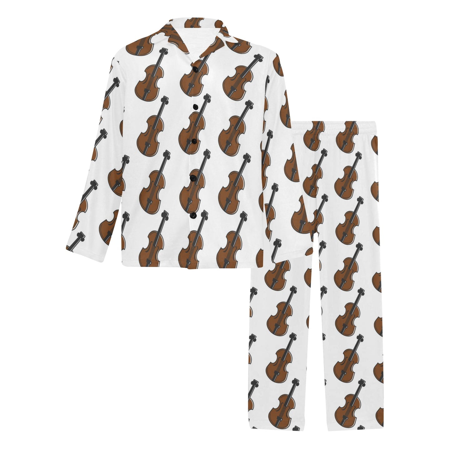 Violin Print Design LKS405 Men's Long Pajama Set