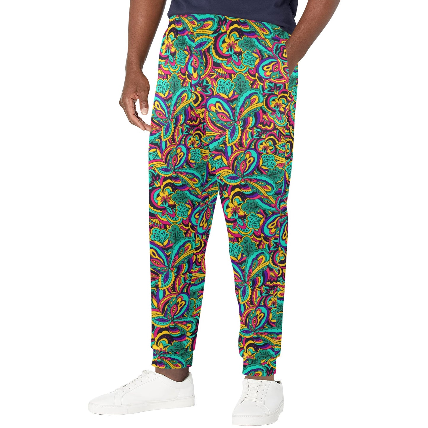Psychedelic Trippy Floral Design Men's Casual Track Pants