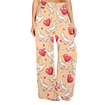 Pigeon Heart Pattern Print Design 04 Women's Wide Leg Lounge Pants