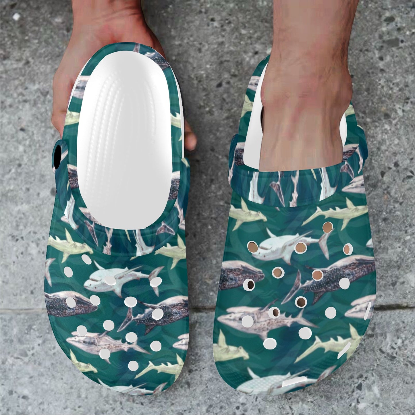 Shark Style Print Unisex Clogs Shoes