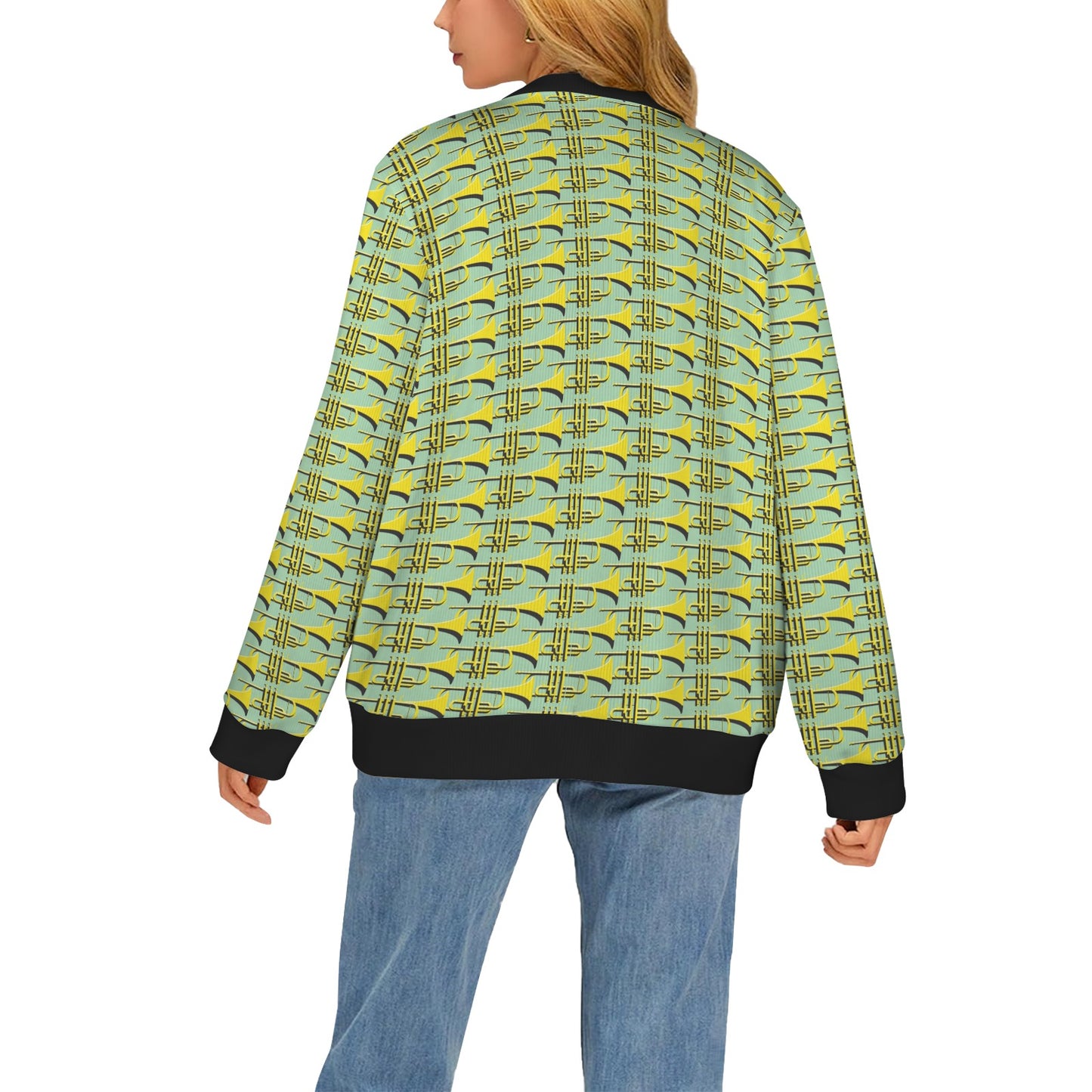 Trumpet Vintage Design Print Women's Cardigan