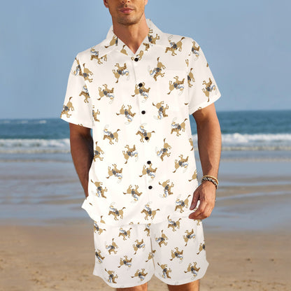 Cowboy Pattern Print Design 01 Men's Beach Shirt and Shorts Set