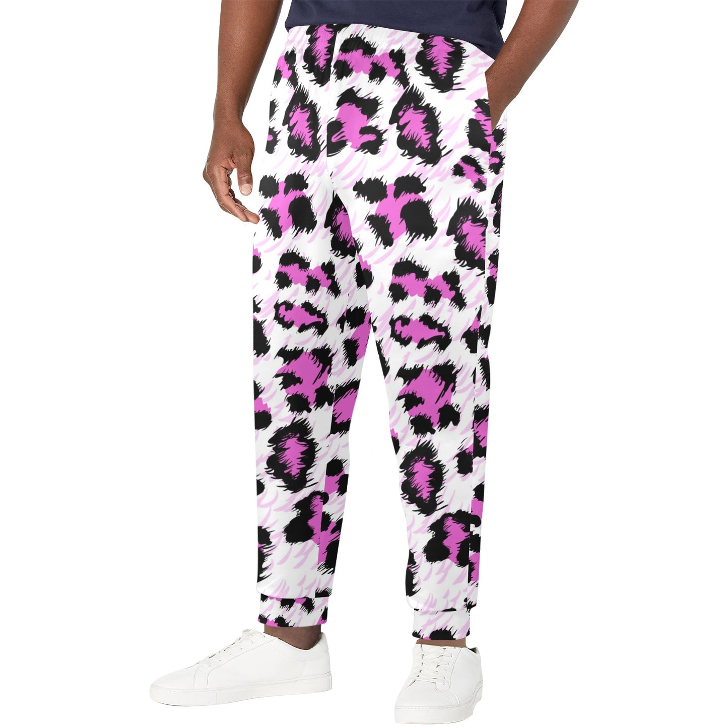 Leopard Pink Skin Print Men's Casual Track Pants