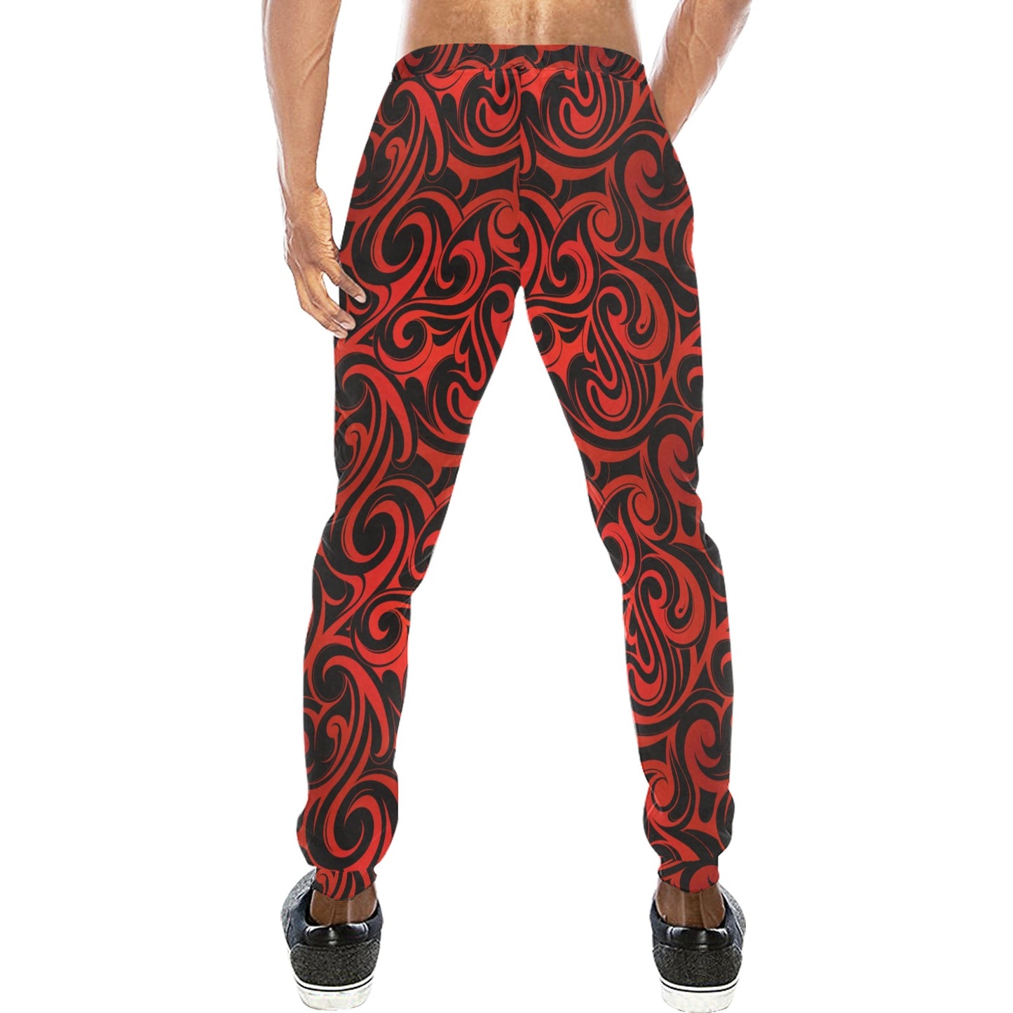 Maori Red Black Themed Design Men's Sweatpants