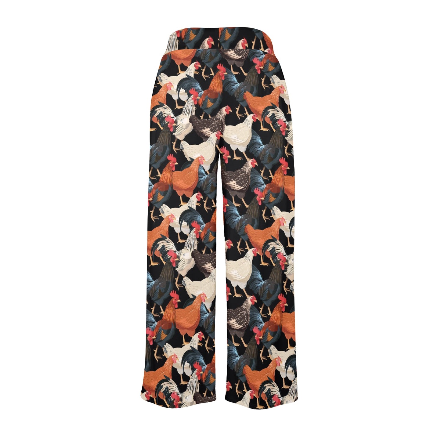 Chicken Print Pattern Women's Wide Leg Lounge Pants