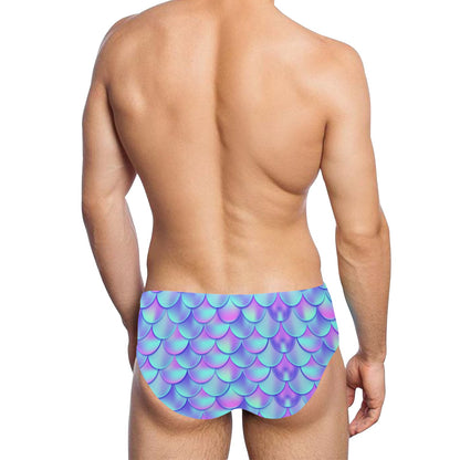 Mermaid Tail Design Print Pattern Men's Swimming Briefs