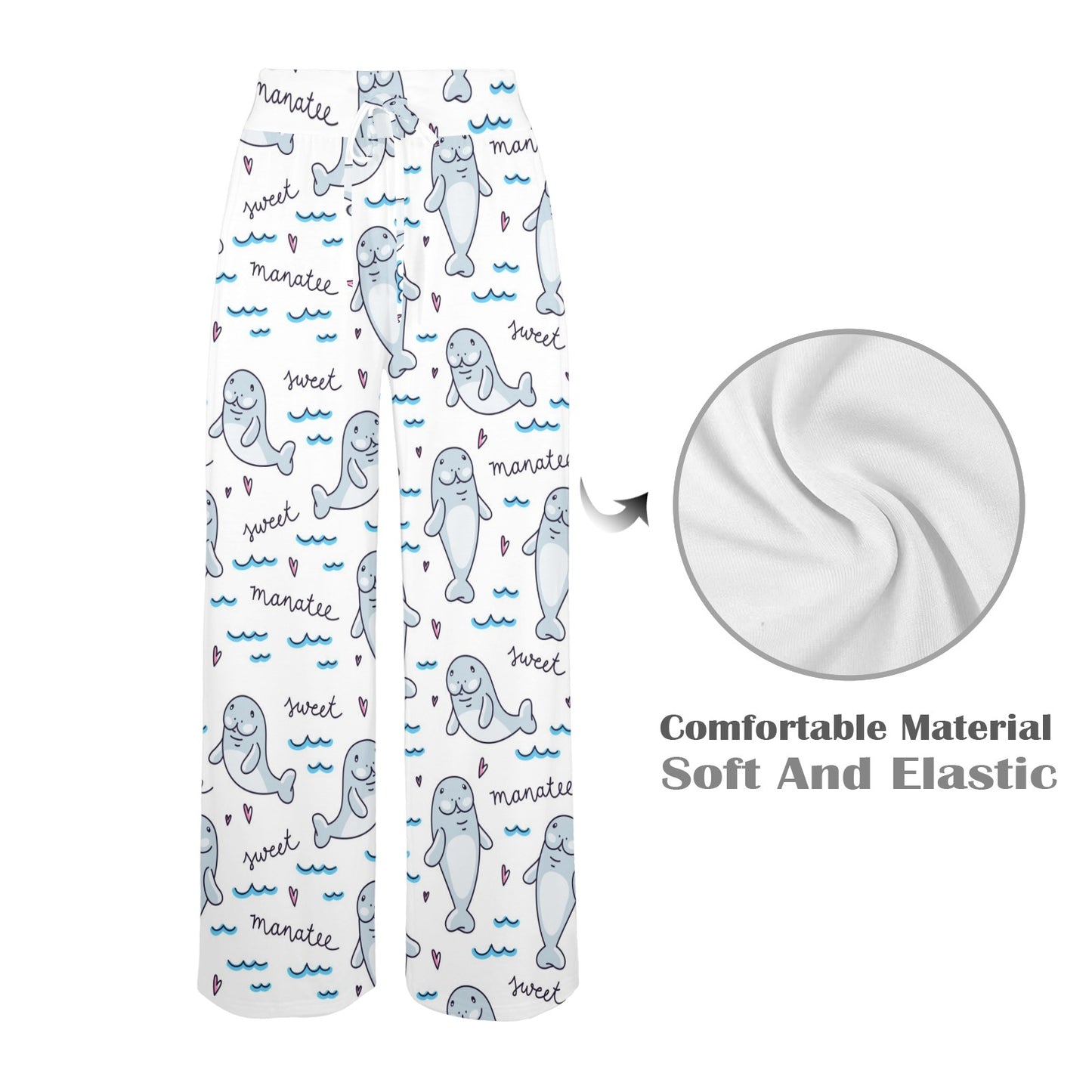 Manatee Baby Pattern Print Design 03 Women's Wide Leg Lounge Pants
