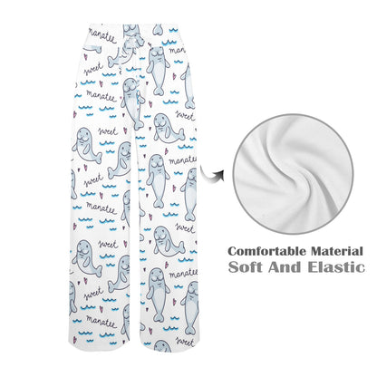 Manatee Baby Pattern Print Design 03 Women's Wide Leg Lounge Pants