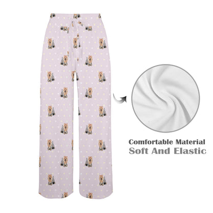 Yorkshire Terriers Print Design LKS302 Women's Wide Leg Lounge Pants