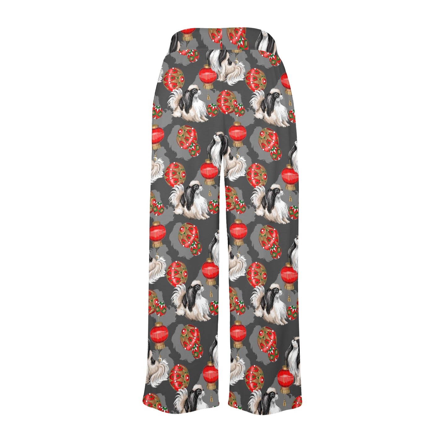 Japanese Chin Pattern Print Design 02 Women's Wide Leg Lounge Pants