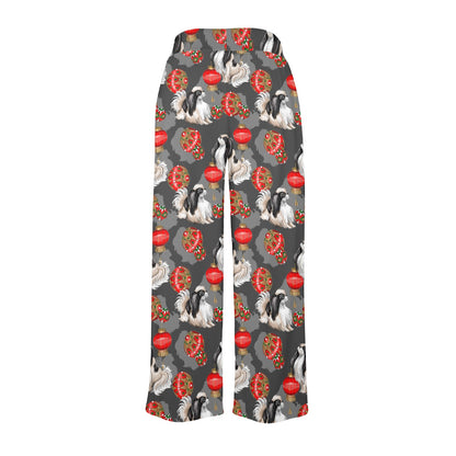 Japanese Chin Pattern Print Design 02 Women's Wide Leg Lounge Pants