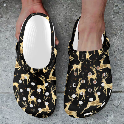 Deer Gold Pattern Unisex Clogs Shoes