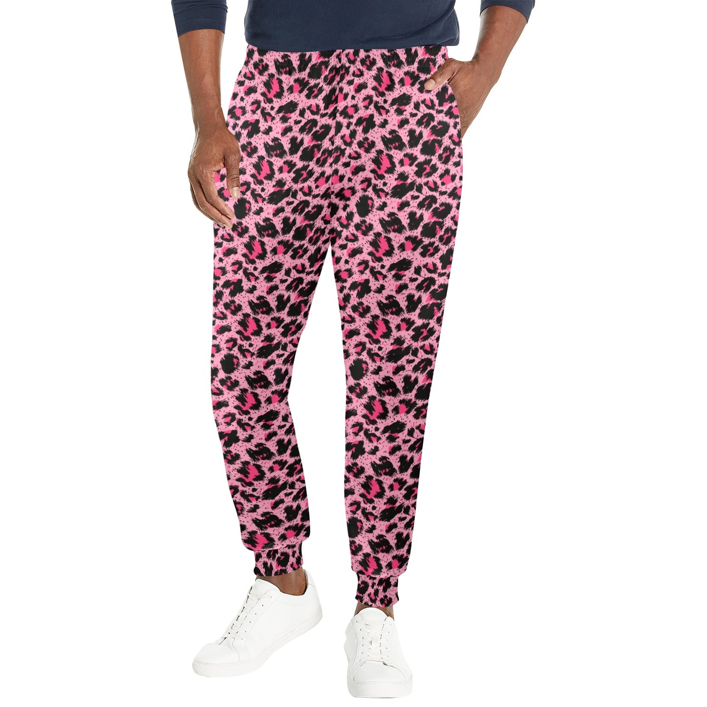 Cheetah Pink Pattern Print Design 01 Men's Casual Track Pants