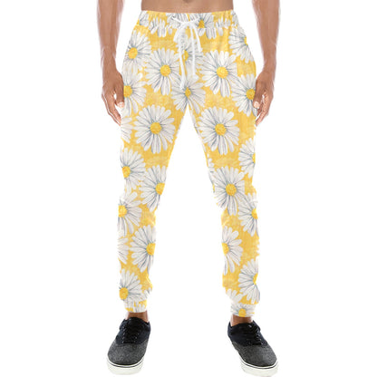 Daisy Yellow Watercolor Print Pattern Men's Sweatpants