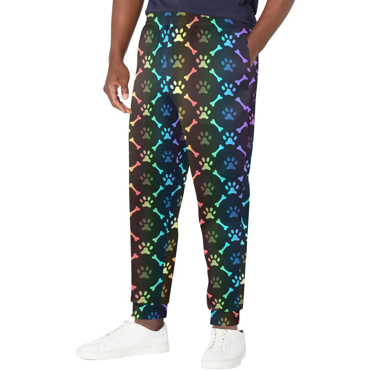 Paw Rainbow Pattern Print Design A01 Men's Casual Track Pants
