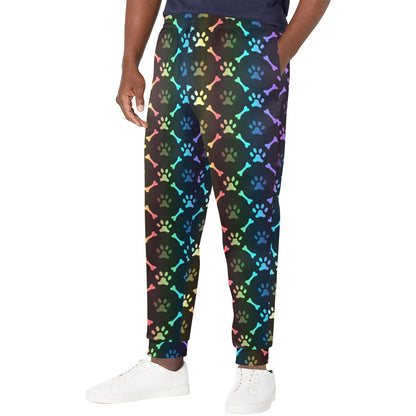 Paw Rainbow Pattern Print Design A01 Men's Casual Track Pants