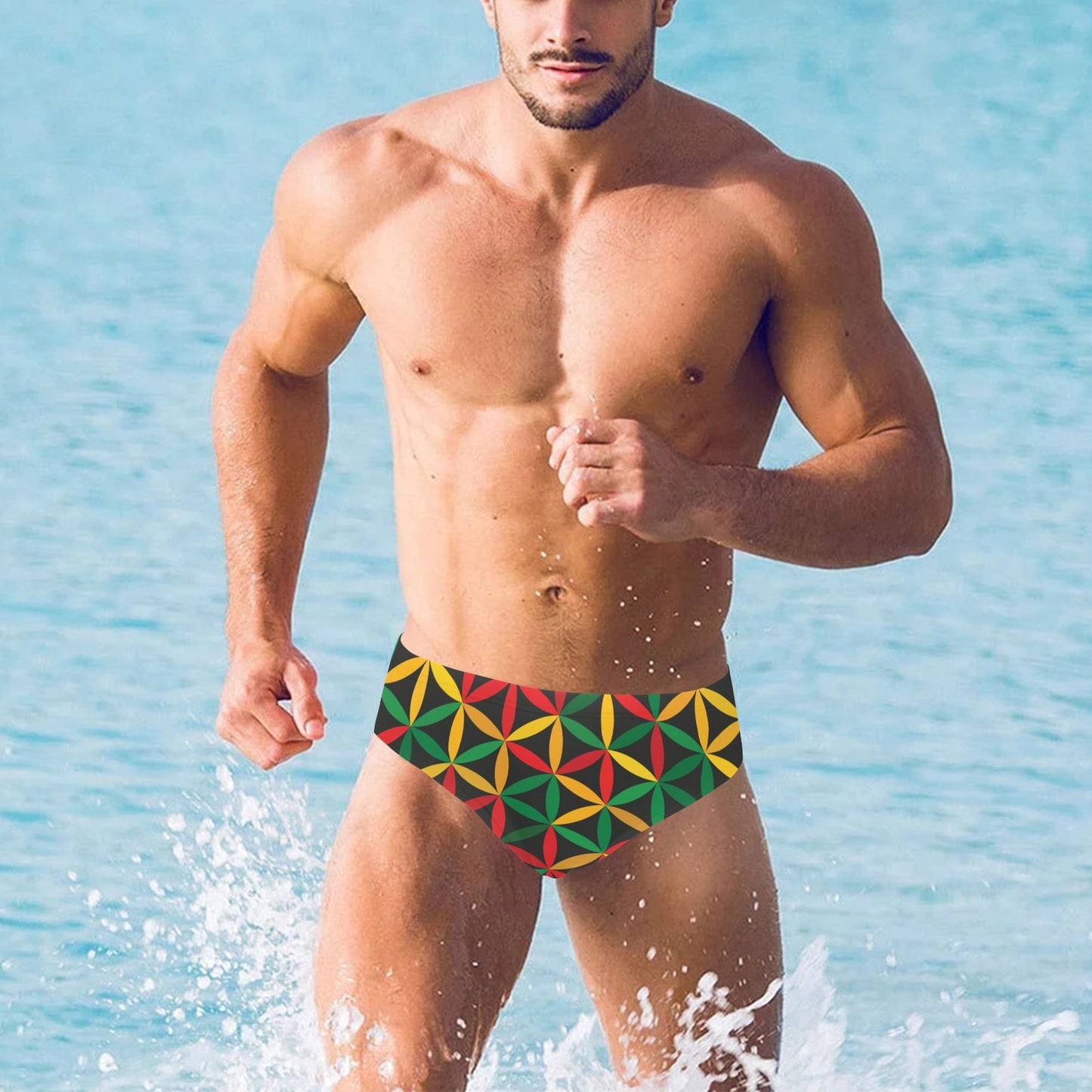 Rasta Pattern Print Design A04 Men's Swimming Briefs