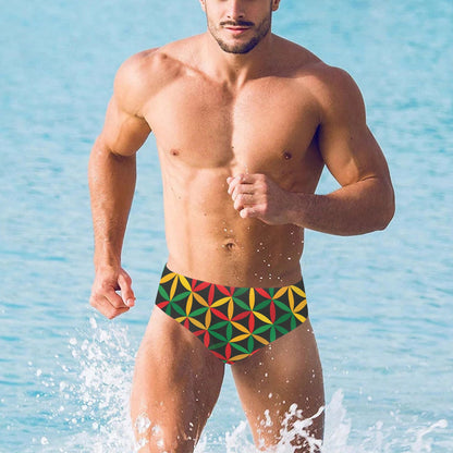 Rasta Pattern Print Design A04 Men's Swimming Briefs