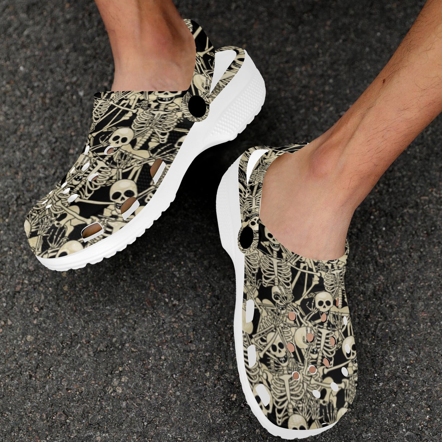 Skeleton Design Print Unisex Clogs Shoes
