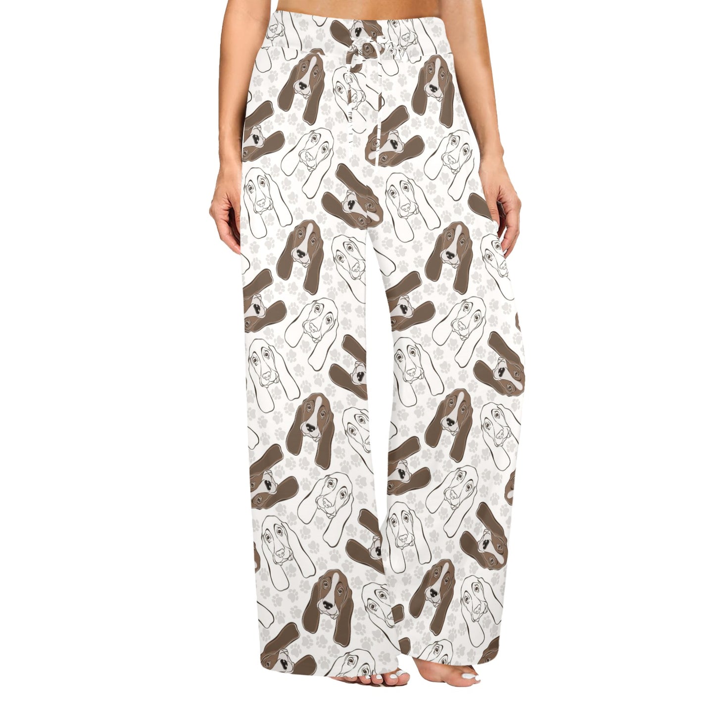 Basset Hound Pattern Print Design 01 Women's Wide Leg Lounge Pants