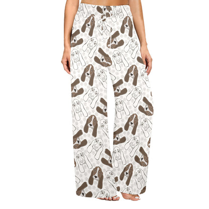 Basset Hound Pattern Print Design 01 Women's Wide Leg Lounge Pants