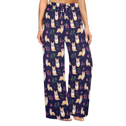 Pembroke Welsh Corgis Pattern Print Design A06 Women's Wide Leg Lounge Pants