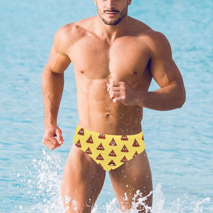 Emoji Poop Print Pattern Men's Swimming Briefs