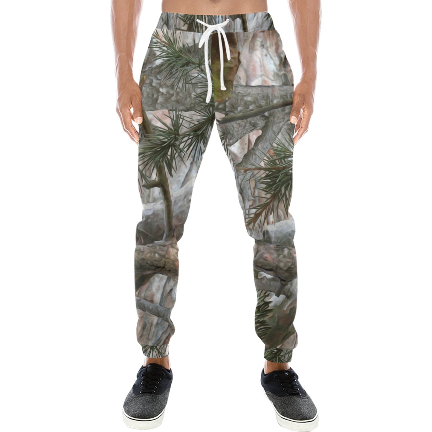 Camo Realistic Tree Forest Pattern Men's Sweatpants