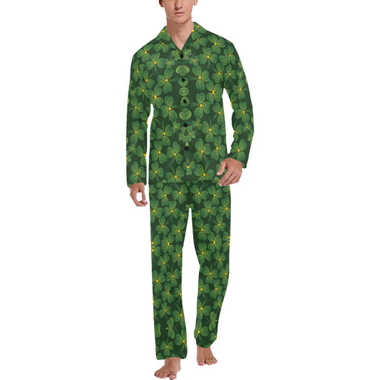 Shamrock Pattern Men's Long Pajama Set
